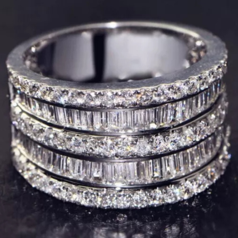 Sterling Silver Diamond Wide Ring - Picture 5 of 9